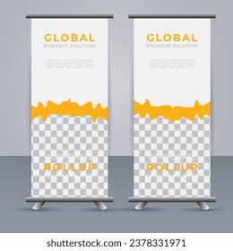 professional Roll up banner template with Yellow  shapes