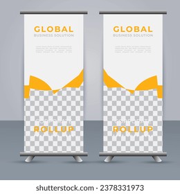 professional Roll up banner template with Yellow  shapes