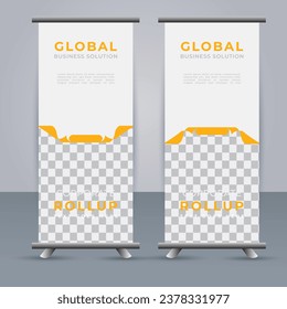professional Roll up banner template with Yellow  shapes