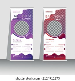 Professional Roll up stand banner template design, vertical, abstract background, pull up design, modern Banner, rectangle.
