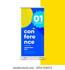 professional roll up standee banner for corporate branding vector