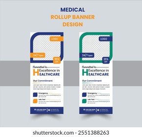 professional rollup banner showcasing medical services with clean design, calming colors, healthcare imagery, key details, and a clear call-to-action. Perfect for clinics and events






