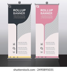 Professional roll-up banner with sleek design and vibrant colors. Perfect for exhibitions, conferences, and promotional events. High-quality and eye-catching.