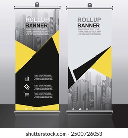 Professional roll-up banner with sleek design and vibrant colors. Perfect for exhibitions, conferences, and promotional events. High-quality and eye-catching.