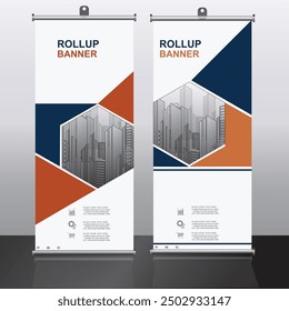 Professional roll-up banner with sleek design and vibrant colors. Perfect for exhibitions, conferences, and promotional events. High-quality and eye-catching.