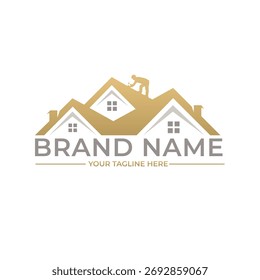 Professionelle Dachkonstruktion und Landschaftsgestaltung Logo-Design für Geschäft und Markenidentität.