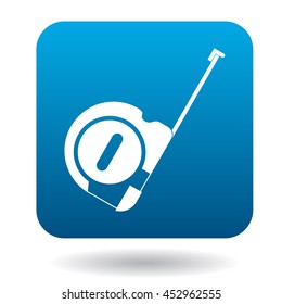 Professional roulette icon in simple style in blue square. Tool symbol