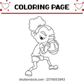 professional rugby player is holding ball coloring page for kids