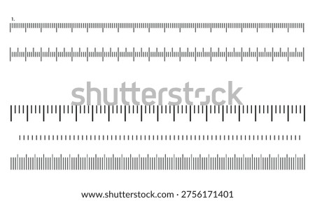 Professional ruler measurement scale marks set vector illustration of precise metric and imperial dividers for engineering drafting architectural design and scientific tools isolated on white