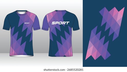Modelo profissional de camisa de corrida com estilo geométrico moderno para roupas ativas