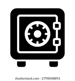 Professional safe deposit box icon featuring a secure vault design representing asset protection, financial security, savings, and wealth management. Ideal for banking websites, fintech platforms, investment services, financial dashboards, cybersecurity solutions, insurance applications, and secure storage systems.