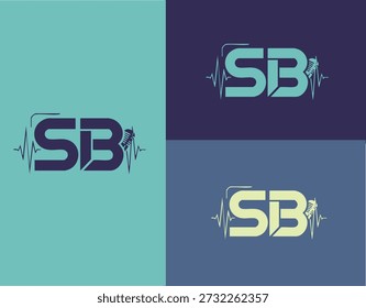 Professional SB initial lettermark with electronic audio signal pulse lines for DJ, music producer, tech startup, digital media agency, and sound engineering business branding.