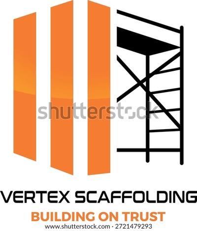 Professional scaffolding construction logo featuring building structure and framework for construction and industrial branding.