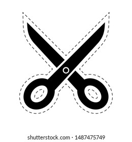 Professional scissors. Cutting paper icon. Trimming tool. Open sharp blades illustration. Flat web symbol. Tailor, hairdresser tool.
