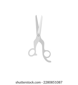 Professional scissors for haircut, flat vector illustration isolated on white background. Hairdresser tool. Beauty salon accessory. Metal scissors or shears.