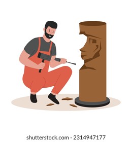 Professional sculptor concept illustration. Illustration for website, landing page, mobile app, poster and banner. Trendy flat vector illustration