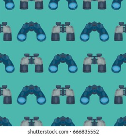 Professional seamless pattern binoculars glass look-see spyglass optics device camera digital focus optical equipment vector illustration