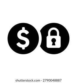 Professional secure payment icon featuring a dollar symbol and padlock representing protected financial transactions and payment security. Ideal for banking websites, fintech platforms, e-commerce checkouts, online payment systems, cybersecurity solutions, financial dashboards, and secure transaction interfaces.