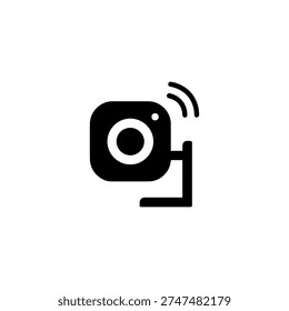 Professional security camera silhouette vector for monitoring systems and safety software UI design.
