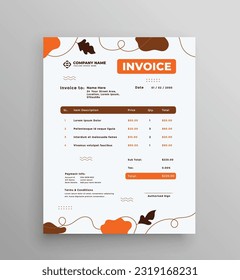 Professional Services Invoice template. Business stationery design payment agreement design template. Vector Element.