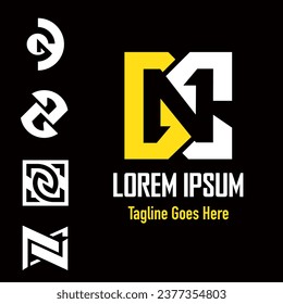 A professional set of nine minimalist monogram logos featuring combinations of letters D G and N. The designs use clean geometric lines and varying weights in a black and white monochrome palette. Each emblem represents a modern approach to corporate identity and is ideal for technology firms, legal services, architecture studios, and luxury fashion branding. These high quality vector assets are fully scalable and suitable for business cards, website headers, and high end product packaging.