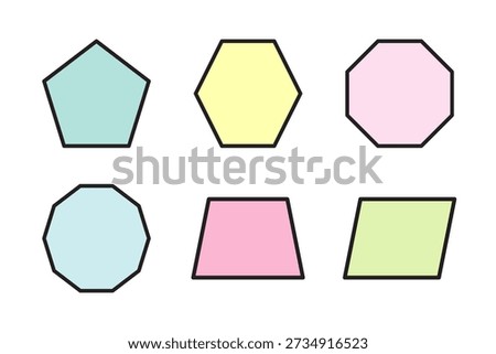 Professional set of polygonal shapes featuring pentagon, hexagon, and octagon for technical and architectural diagrams.