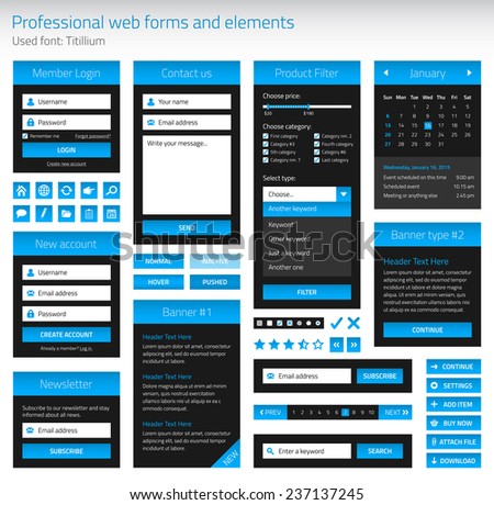 Professional set of web forms and elements