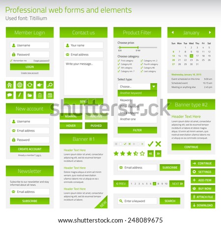 Professional set of web forms and elements