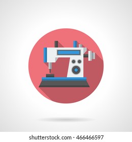 Professional sewing machine for industry. Round flat color vector icon