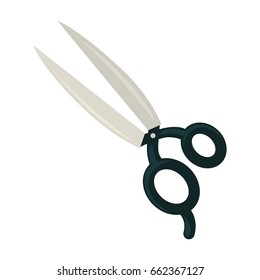 Professional sharp metal hairdressers scissors isolated flat illustration