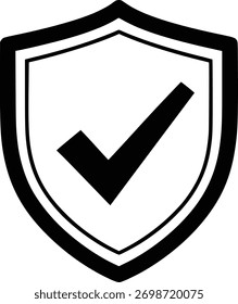 Icono del escudo del Profesional con la marca de verificación: Símbolo blanco y negro de alta calidad del negocio