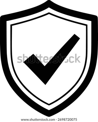 Professional Shield Icon with Checkmark: High-Quality Black and White Business Symbol