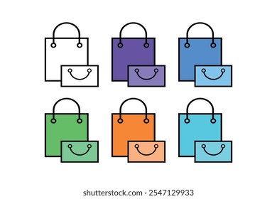 Conjunto gráfico profissional de sacos de compras para design UXUI, ícones de saco de compras diversificados para representar tendências de mercado, ilustrações de saco de compras elegantes para publicidade criativa