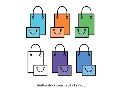 Conjunto gráfico de bolsas de compras de Profesional para diseño UXUI, diversos iconos de bolsas de compras para representar las tendencias del mercado, Ilustraciones elegantes de bolsas de compras para publicidad creativa