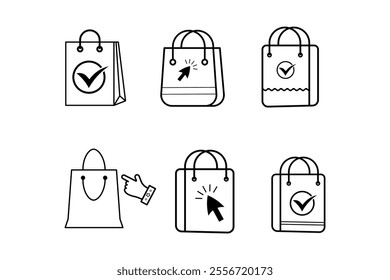 Professional Shopping Bags Market Icon Illustration for Retail Business Solutions, shopping, bags, market, icon, purchase, consumer, store, sale, product, package, cart, silhouette, carry, display