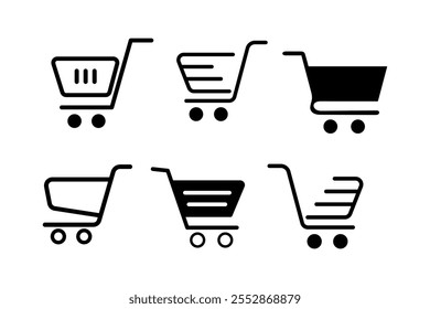 Iconos planos del Carrito de compras del Profesional para mejorar la experiencia del usuario, iconos planos del Carrito de compras del diseño para los Sitios web contemporáneos, conjunto plano del icono del Carrito de compras atractivo para aumentar ventas