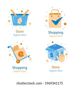 Professional shopping store logo set graphic illustration design vector logo brand.