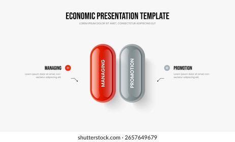 Layout de apresentação de slides de diagrama de 2 passos Professional Showcase. Ilustração Moderna Do Vetor De Modelo De Quadro Do Insight. Campanha Publicitária Dois Elementos Infográfico Slide Design.