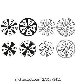 Professional shutters collection. Professional camera icons. Optical apertures Vector. Comprehensive diaphragms collections. EPS 10.