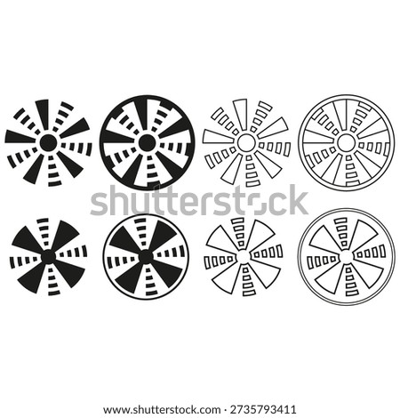 Professional shutters collection. Professional camera icons. Optical apertures Vector. Comprehensive diaphragms collections. EPS 10.