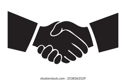 Professional Silhouette Vector Handshake Icon on White Background for Business Designs