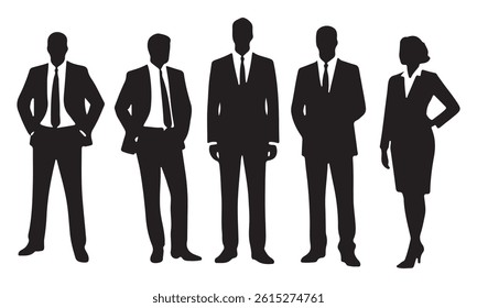Professional Silhouette Vector Set – Business People Standing Poses for Corporate Design