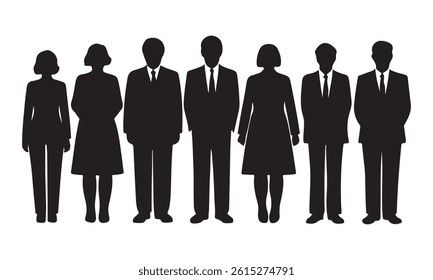Professional Silhouette Vector Set – Business People Standing Poses for Corporate Design