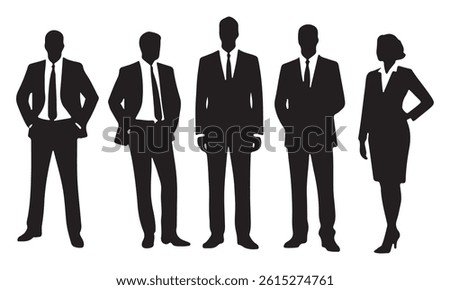 Professional Silhouette Vector Set – Business People Standing Poses for Corporate Design