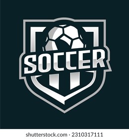 Professional Silver Soccer Shield Emblem Esports Logo Template for Game or Sport Team Illustration