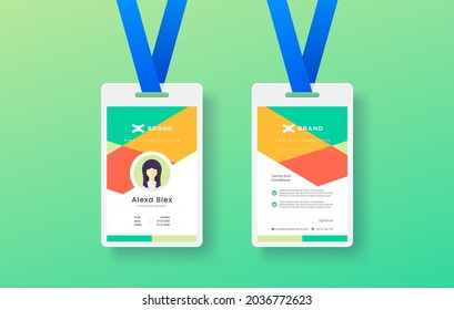 Professional Simple and Clean Colorful Modern Company Business Or Shop Identity ID Card Design Editable Vector Template