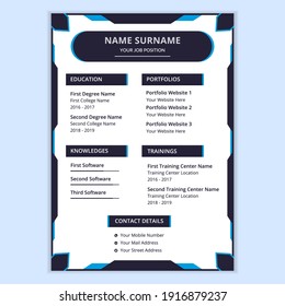 Professional simple curriculum vitae or resume template. Luxury creative  resume or CV design.