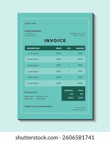 Professional And Simple invoice template. Invoice Design Vector Set for Corporate and Office Documents, Professional Invoice Template Layout Vector for Business Projects.