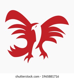 Professional simple minimalist red eagle, animal logo.