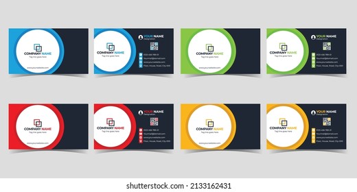 Professional Simple Stylist Modern business card in blue, red, green and yellow color with wheel and Pillar shape style corporate business card (Visiting Card) for your company